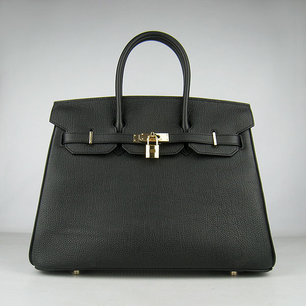 High Quality Fake Hermes Birkin 35CM Togo Leather Bag Black 6089